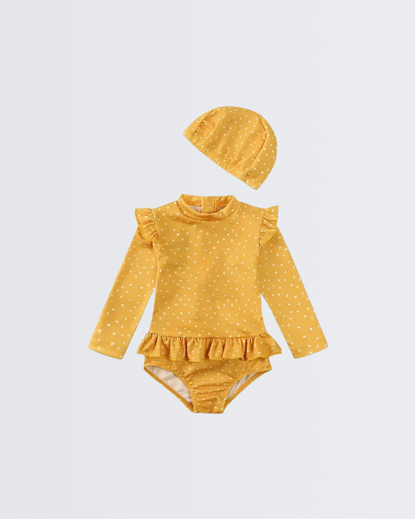 Honey Dot Long Sleeve Ruffle Swimsuit