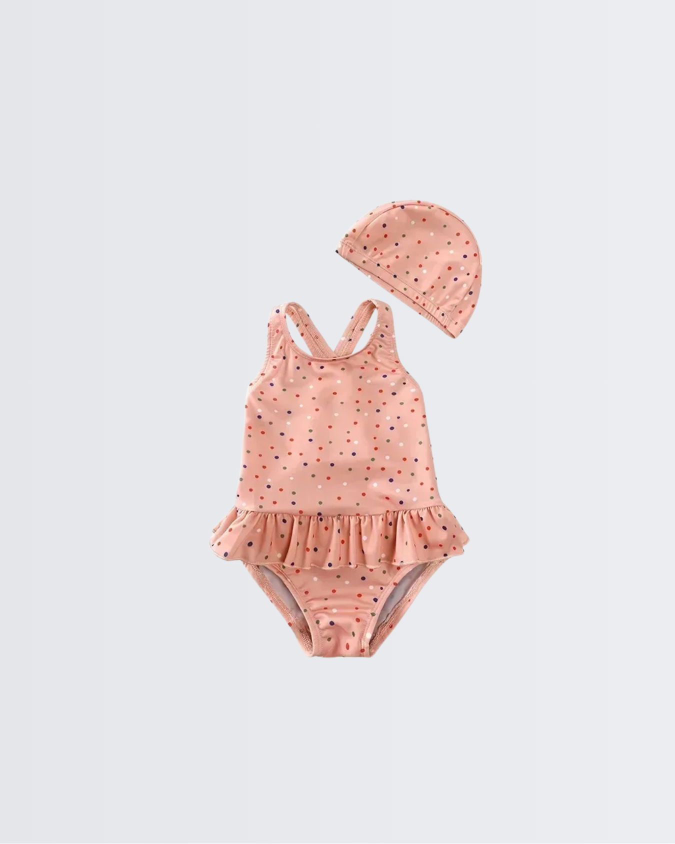 Confetti Cream Short Sleeve Ruffle Swimsuit