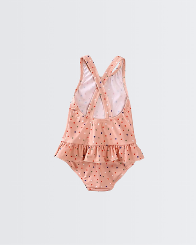 Confetti Cream Short Sleeve Ruffle Swimsuit