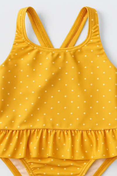 Honey Dot Short Sleeve Ruffle Swimsuit