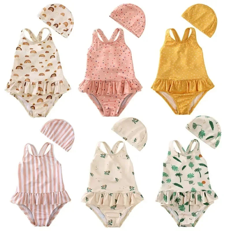 Rainbow Dreams Long Sleeve Ruffle Swimsuit
